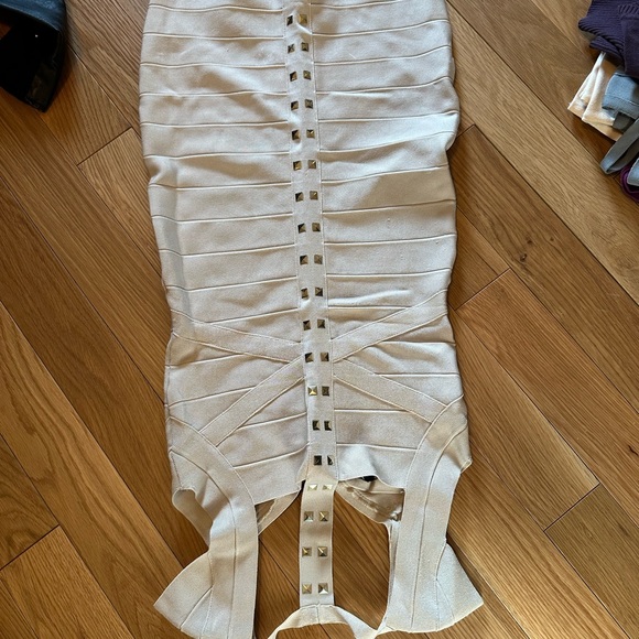 Tan studded 2010’s core bandage club dress - Picture 2 of 3